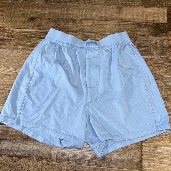 SKIMS Loose Boxer Shorts Blue XXS Cotton Lounge Sleep Shorts Women - Picture 2 of 9